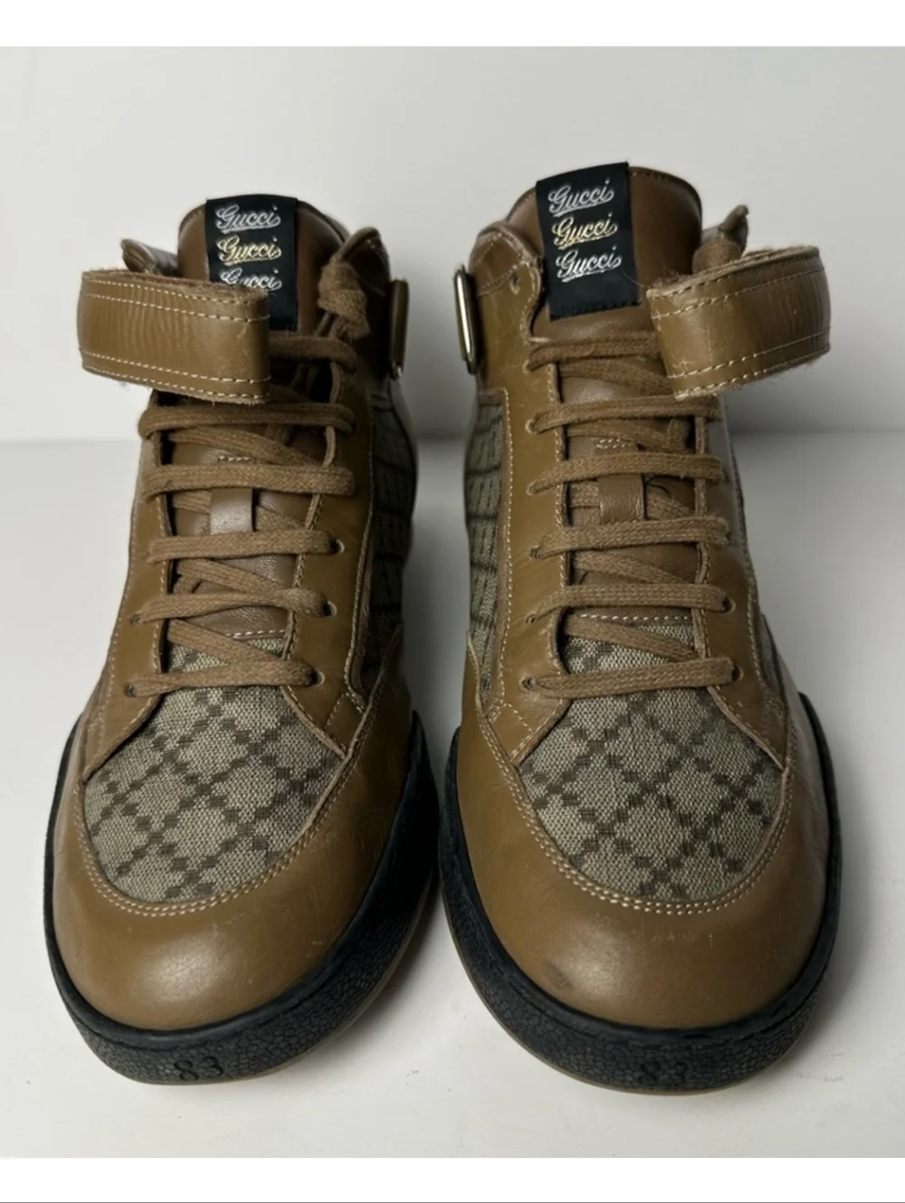 Gucci Men’s Brown 83 High-Top Sneakers Size EU 41 US 7.5 - Picture 1 of 12